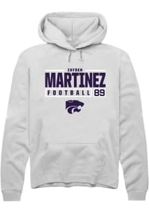 Zayden Martinez Rally Mens White K-State Wildcats NIL Stacked Box Hooded Sweatshirt