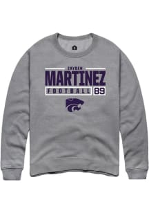 Zayden Martinez Rally Mens Graphite K-State Wildcats NIL Stacked Box Crew Sweatshirt