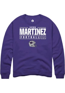 Zayden Martinez Rally Mens Purple K-State Wildcats NIL Stacked Box Crew Sweatshirt