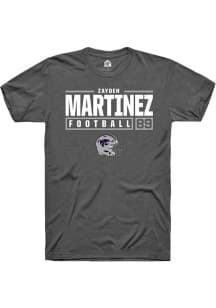 Zayden Martinez Dark Grey K-State Wildcats NIL Stacked Box Short Sleeve T Shirt