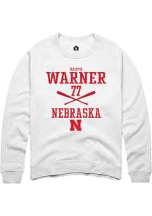 Haidyn Warner Rally Mens White Nebraska Cornhuskers NIL Sport Icon Crew Sweatshirt