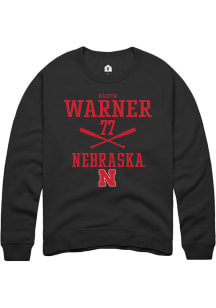Haidyn Warner Rally Mens Black Nebraska Cornhuskers NIL Sport Icon Crew Sweatshirt