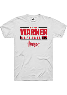Haidyn Warner White Nebraska Cornhuskers NIL Stacked Box Short Sleeve T Shirt