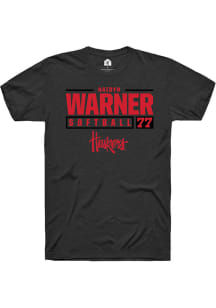 Haidyn Warner Black Nebraska Cornhuskers NIL Stacked Box Short Sleeve T Shirt