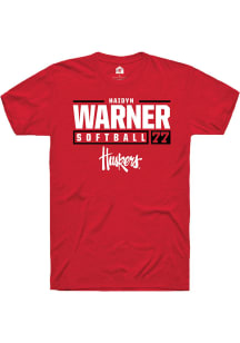 Haidyn Warner Red Nebraska Cornhuskers NIL Stacked Box Short Sleeve T Shirt