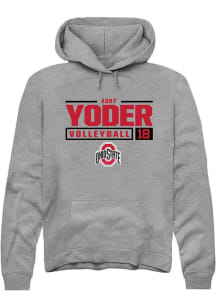 Abby Yoder  Rally Ohio State Buckeyes Mens Graphite NIL Stacked Box Long Sleeve Hoodie