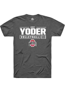 Abby Yoder  Ohio State Buckeyes Dark Grey Rally NIL Stacked Box Short Sleeve T Shirt