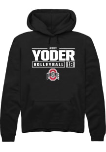 Abby Yoder  Rally Ohio State Buckeyes Mens Black NIL Stacked Box Long Sleeve Hoodie