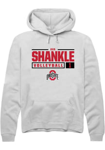 Ava Shankle Rally Mens White Ohio State Buckeyes NIL Stacked Box Hooded Sweatshirt