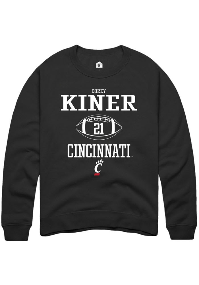 Corey Kiner Rally Cincinnati Bearcats Mens Black NIL Sport Icon Long Sleeve Crew Sweatshirt