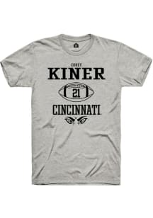 Corey Kiner  Cincinnati Bearcats Ash Rally NIL Sport Icon Short Sleeve T Shirt