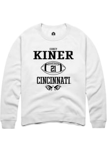 Corey Kiner  Rally Cincinnati Bearcats Mens White NIL Sport Icon Long Sleeve Crew Sweatshirt