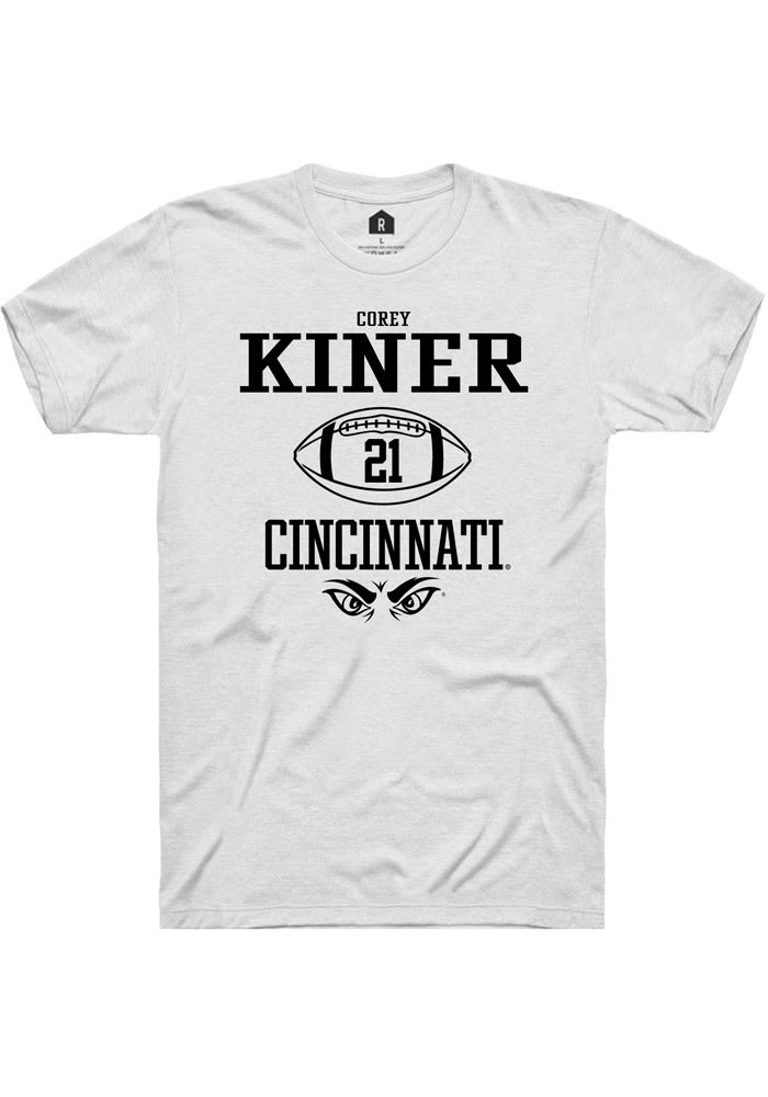 Corey Kiner Cincinnati Bearcats White Rally NIL Sport Icon Short Sleeve T Shirt