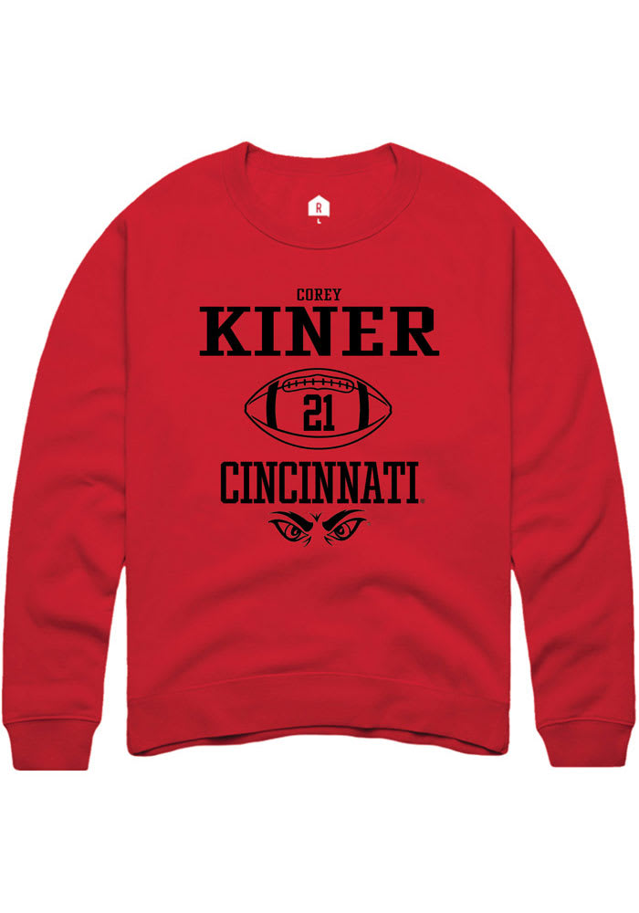 Corey Kiner Rally Cincinnati Bearcats Mens Red NIL Sport Icon Long Sleeve Crew Sweatshirt