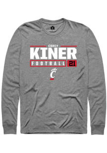 Corey Kiner  Cincinnati Bearcats Graphite Rally NIL Stacked Box Long Sleeve T Shirt