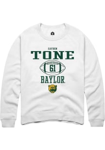 Cayden Tone  Rally Baylor Bears Mens White NIL Sport Icon Long Sleeve Crew Sweatshirt