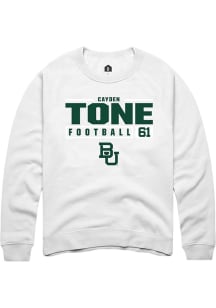 Cayden Tone  Rally Baylor Bears Mens White NIL Stacked Box Long Sleeve Crew Sweatshirt