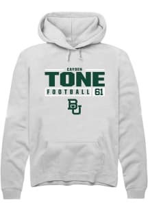 Cayden Tone  Rally Baylor Bears Mens White NIL Stacked Box Long Sleeve Hoodie