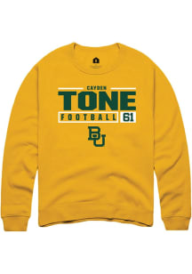 Cayden Tone  Rally Baylor Bears Mens Gold NIL Stacked Box Long Sleeve Crew Sweatshirt