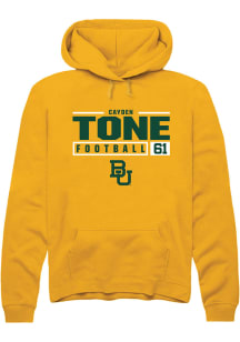 Cayden Tone  Rally Baylor Bears Mens Gold NIL Stacked Box Long Sleeve Hoodie