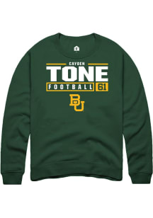 Cayden Tone  Rally Baylor Bears Mens Green NIL Stacked Box Long Sleeve Crew Sweatshirt