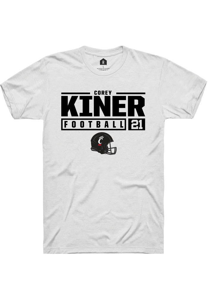 Corey Kiner Cincinnati Bearcats Rally NIL Stacked Box Short Sleeve T Shirt