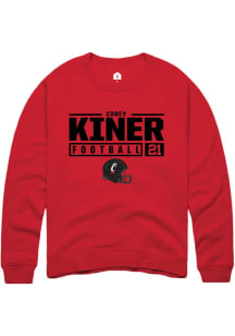 Corey Kiner  Rally Cincinnati Bearcats Mens Red NIL Stacked Box Long Sleeve Crew Sweatshirt