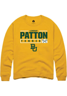 Lindsay Patton  Rally Baylor Bears Mens Gold NIL Stacked Box Long Sleeve Crew Sweatshirt