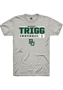 Michael Trigg  Baylor Bears Ash Rally NIL Stacked Box Short Sleeve T Shirt