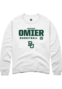 Norchad Omier  Rally Baylor Bears Mens White NIL Stacked Box Long Sleeve Crew Sweatshirt