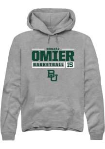 Norchad Omier  Rally Baylor Bears Mens Graphite NIL Stacked Box Long Sleeve Hoodie