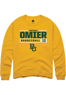 Norchad Omier  Rally Baylor Bears Mens Gold NIL Stacked Box Long Sleeve Crew Sweatshirt