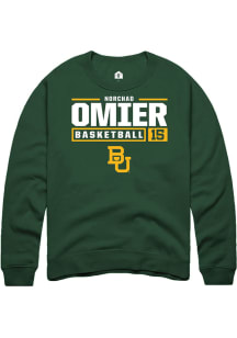 Norchad Omier  Rally Baylor Bears Mens Green NIL Stacked Box Long Sleeve Crew Sweatshirt