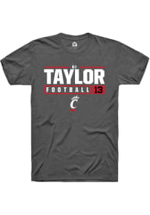 D.J. Taylor Dark Grey Cincinnati Bearcats NIL Stacked Box Short Sleeve T Shirt