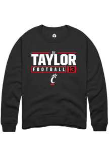 D.J. Taylor  Rally Cincinnati Bearcats Mens Black NIL Stacked Box Long Sleeve Crew Sweatshirt