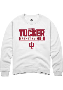 Bryson Tucker Rally Mens White Indiana Hoosiers NIL Stacked Box Crew Sweatshirt