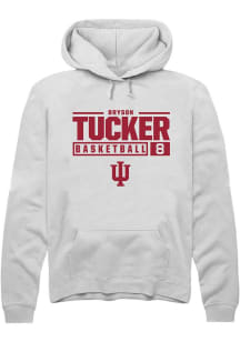 Bryson Tucker Rally Mens White Indiana Hoosiers NIL Stacked Box Hooded Sweatshirt