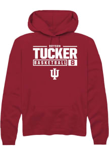 Bryson Tucker Rally Mens Red Indiana Hoosiers NIL Stacked Box Hooded Sweatshirt