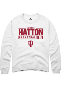 Langdon Hatton Rally Mens White Indiana Hoosiers NIL Stacked Box Crew Sweatshirt
