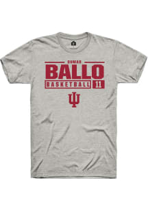 Oumar Ballo Ash Indiana Hoosiers NIL Stacked Box Short Sleeve T Shirt