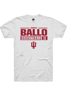 Oumar Ballo White Indiana Hoosiers NIL Stacked Box Short Sleeve T Shirt