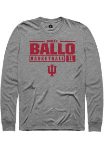 Oumar Ballo Rally Mens Graphite Indiana Hoosiers NIL Stacked Box Tee