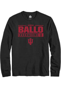 Oumar Ballo Rally Mens Black Indiana Hoosiers NIL Stacked Box Tee