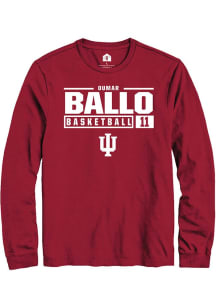 Oumar Ballo Rally Mens Red Indiana Hoosiers NIL Stacked Box Tee