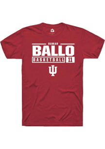 Oumar Ballo Red Indiana Hoosiers NIL Stacked Box Short Sleeve T Shirt