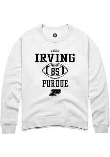 Caleb Irving Rally Mens White Purdue Boilermakers NIL Sport Icon Crew Sweatshirt