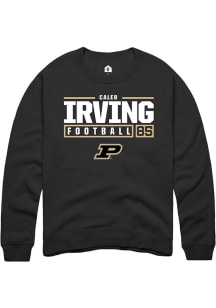 Caleb Irving Rally Mens Black Purdue Boilermakers NIL Stacked Box Crew Sweatshirt