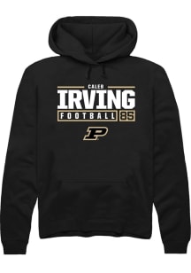 Caleb Irving Rally Mens Black Purdue Boilermakers NIL Stacked Box Hooded Sweatshirt