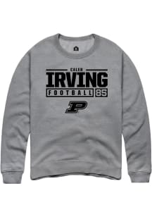 Caleb Irving Rally Mens Graphite Purdue Boilermakers NIL Stacked Box Crew Sweatshirt