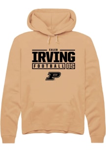 Caleb Irving Rally Mens Gold Purdue Boilermakers NIL Stacked Box Hooded Sweatshirt